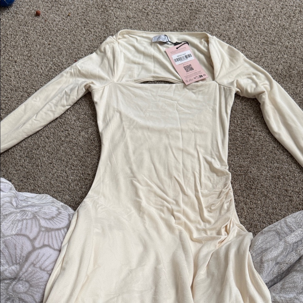 Oh Polly Cream Long Sleeve Dress